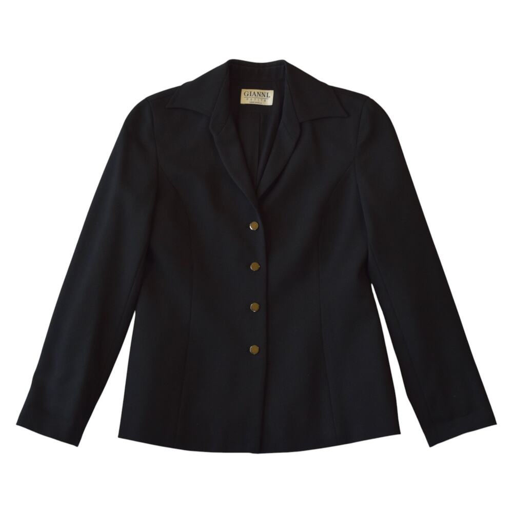 Gianni Petite Black Blazer Size 2 – Wool Blend, Made in USA